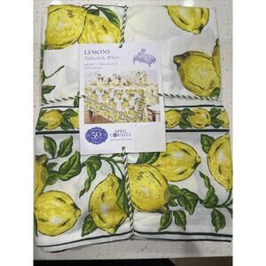 April Cornell Tablecloth 60″ x 102″ Lemons – Yellow Green 100% Cotton NWT